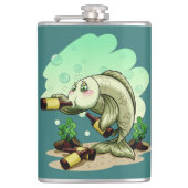 Trinkende Fisch-Nameflasche Flachmann (Vorderseite)