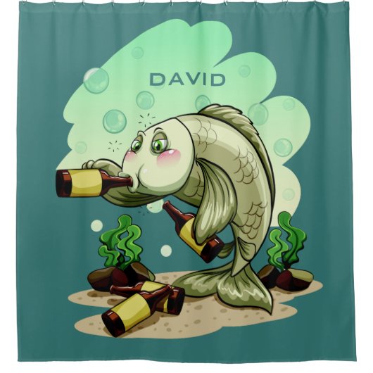 Trinkender Fisch-Name-Duschvorhang Duschvorhang (Vorderseite)
