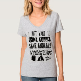 Trinkender Kaffee u. Retten der Tiere T-Shirt