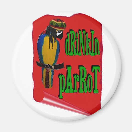 Trinkender Papagei Magnet (Vorne)