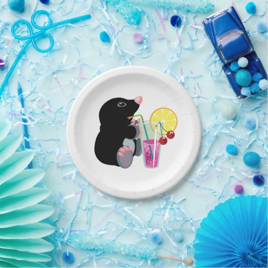 trinkendes Cocktail der Cartoonmole Pappteller (Party)