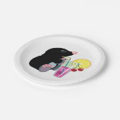 trinkendes Cocktail der Cartoonmole Pappteller (Schrägansicht)