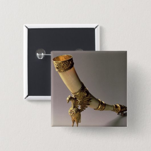 Trinkendes Horn des Elfenbeinstoßzahns mit Button (Vorne & Hinten)