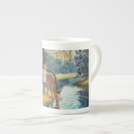 TRINKENDES PFERD u. MÄDCHEN - Tasse Arthurs (Vorderseite Rechts)