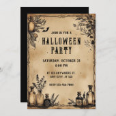 Trinkflaschen Pergament Papier Textur Halloween Einladung (Vorne/Hinten)