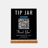 Trinkgeld-Box Venmo QR-Code Schwarz Acrylschild (Vorderseite)