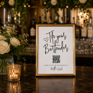Trinkgeld für Ihren Barkeeper mit QR-Code-Schild Poster