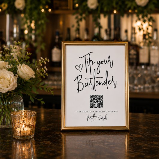 Trinkgeld für Ihren Barkeeper mit QR-Code-Schild Poster