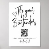 Trinkgeld für Ihren Barkeeper mit QR-Code-Schild Poster (Vorne)