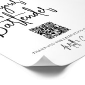 Trinkgeld für Ihren Barkeeper mit QR-Code-Schild Poster (Ecke)