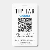 Trinkgeld Jar Venmo PayPal QR Code Digital Trinkge Ausweis (Vorderseite)