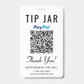 Trinkgeld Jar Venmo PayPal QR Code Digital Trinkge Ausweis (Rückseite)