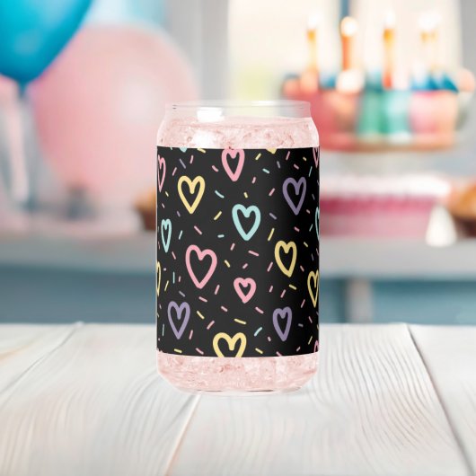 Trinkgeschirr-Set Hübsche schwarze bunte Herzen Dosenglas (Insitu (Baby Party))