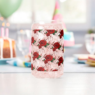 Trinkgeschirr-Set Love Red Rose Floral Dosenglas