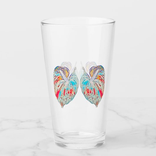 Trinkglas mit bearbeitetem Anthurium Glas (Vorderseite)