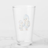 Trinkglas mit blauen Vogelgeschwistern Glas (Rückseite)