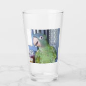 Trinkglas mit blauer Krone Conure Glas (Vorderseite)