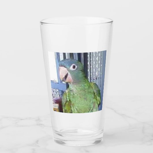 Trinkglas mit blauer Krone Conure Glas (Vorderseite)