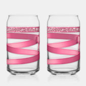 Trinkglas-Set mit rosa Band Dosenglas (Vorderseite)