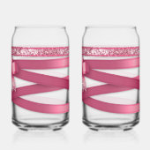 Trinkglas-Set mit rosa Band Dosenglas (Rückseite)