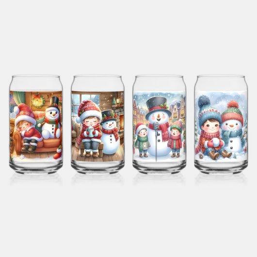 Trinkglas-Set-Weihnachts-Schneemann Dosenglas (Vorderseite)