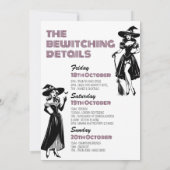 Trinkhexen Halloween Bachelorette Wochenende Einladung (Rückseite)