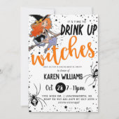 Trinkhexen Halloween-Junggeselinnen-Abschied Einladung (Vorderseite)
