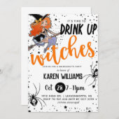 Trinkhexen Halloween-Junggeselinnen-Abschied Einladung (Vorne/Hinten)