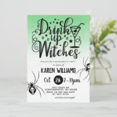Trinkhexen Halloween-Junggeselinnen-Abschied Einladung (Stehend Vorderseite)