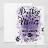Trinkhexen Halloween-Junggeselinnen-Abschied Einladung (Vorne/Hinten)