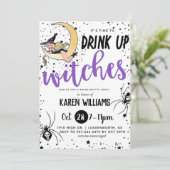 Trinkhexen Halloween-Junggeselinnen-Abschied Einladung (Stehend Vorderseite)