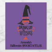 Trinkhexen Lila Halloween Weinetikett (Einzelnes Label)