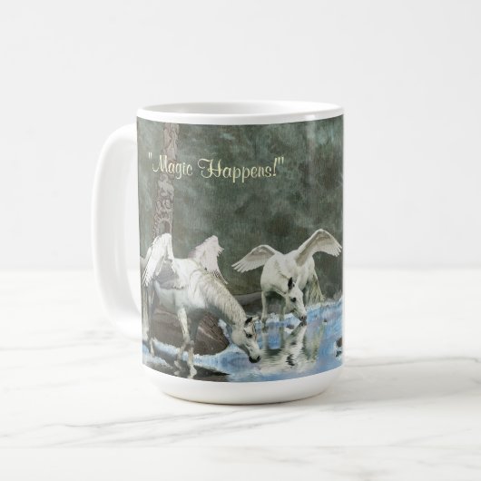 TRINKING PEGASI & TOTEMS Fantasy Art Tasse (Vorderseite Links)