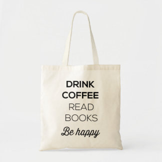 Trinkkaffee Lesen Bücher glücklich sein Tragetasche