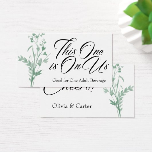 Trinkkarten, Botanisches Spray mit grüner Wasserfa (Schreibtisch)