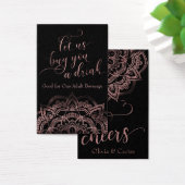 Trinkkarten, elegante Rose Gold Script & Mandala (Schreibtisch)