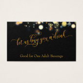 Trinkkarten, elegantes Gold Script & Bokeh (Vorderseite)