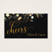 Trinkkarten, elegantes Gold Script & Bokeh (Rückseite)