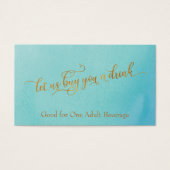 Trinkkarten, elegantes Gold-Script mit Wasserfarbe (Vorderseite)