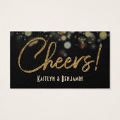 Trinkkarten, Gold Glitzer auf Black & Gold Bokeh (Rückseite)