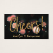 Trinkkarten, Gold Glitzer mit Rot und Grün Bokeh (Rückseite)