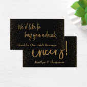 Trinkkarten, Gold Glitzer Script & Confetti (Schreibtisch)