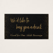 Trinkkarten, Gold Glitzer Script & Confetti (Vorderseite)