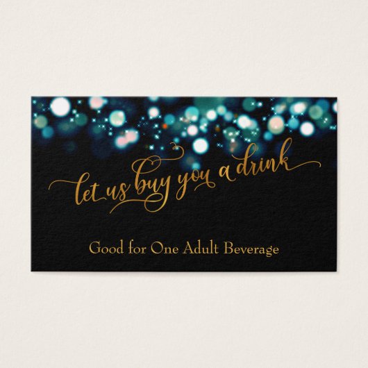 Trinkkarten, Goldschrift und Aquamarines Bokeh (Vorderseite)