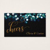 Trinkkarten, Goldschrift und Aquamarines Bokeh (Rückseite)