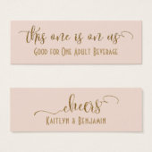 Trinkkarten, Imitate Gold Glitzer über Rosa (Vorne & Hinten)