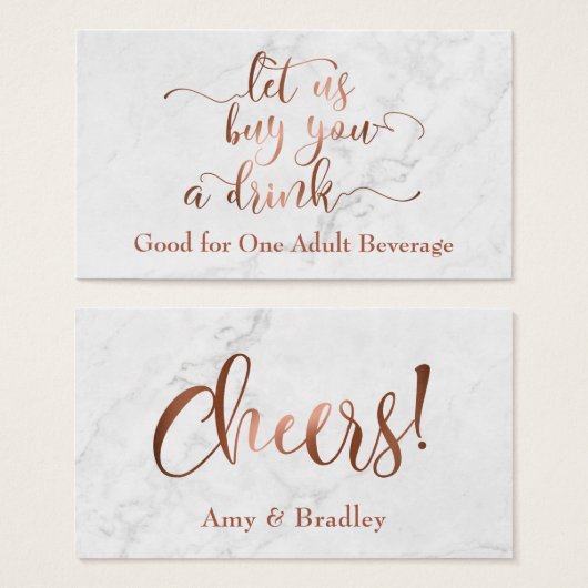 Trinkkarten | Kupferskript mit weißem Marmor (Vorne & Hinten)
