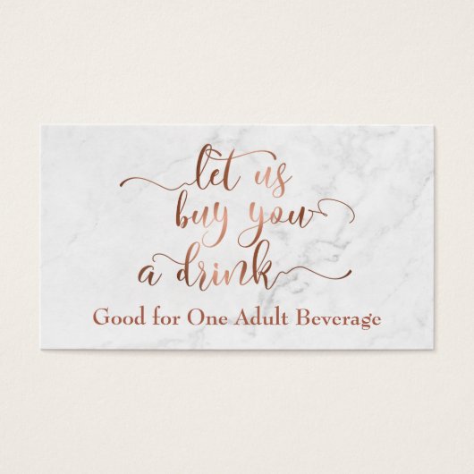 Trinkkarten | Kupferskript mit weißem Marmor (Vorderseite)