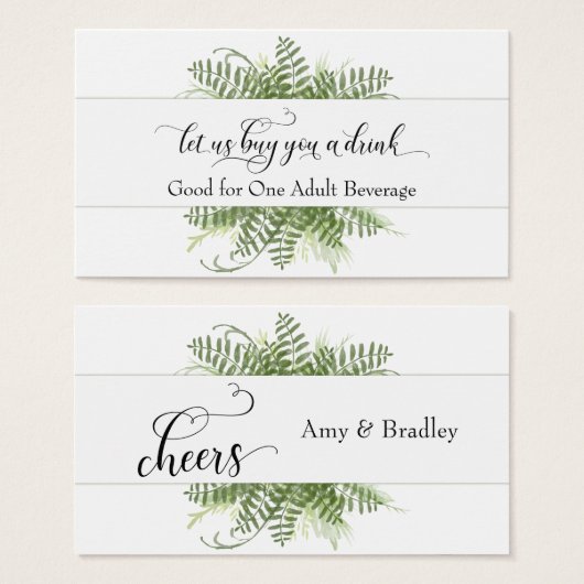 Trinkkarten | Loose Greenery Foliage Bouquet (Vorne & Hinten)