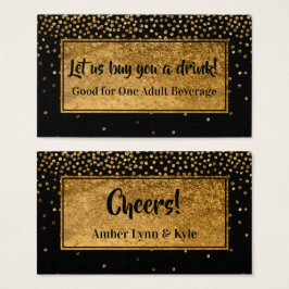 Trinkkarten mit Imitate Gold Foil Confetti & Black